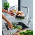 GROHE ESSENCE NEW SUPER STEEL ΜΠΑΤΑΡΙΑ ΚΟΥΖΙΝΑΣ ΑΠΟΣΠΩΜΕΝΟ ΝΤΟΥΖΑΚΙ 2 ΡΟΩΝ