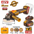  Ingco CAGLI4128112E Γωνιακός Τροχός Μπαταρίας 42V 115mm 2x2.5Ah