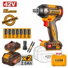  INGCO Μπουλονόκλειδο Κρουστικό Μπαταρίας 42V Li-Ion 600-750Nm (CIWLI42602E)